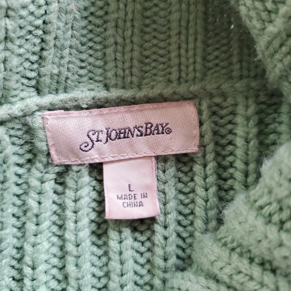 St johns bay green cable knit button up sweater excellent condition - Picture 3 of 6